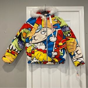 Members Only x Nickelodeon Pop Art Puffer Coat Multi Hey Arnold Rugrats Small